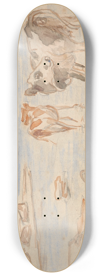 Theodor Philipsen - Ker og kalve nr indskibningsstedet p Saltholm (udkast til dekoration af punchebolle) 8.25 inch art skate deck