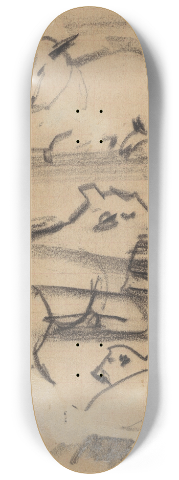 Theo Nieuwenhuis - Drie studies van een schaap 8.25 inch art skate deck