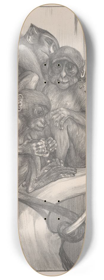 Theo van Hoytema - Drie apen op een boomstronk 8.25 inch art skate deck