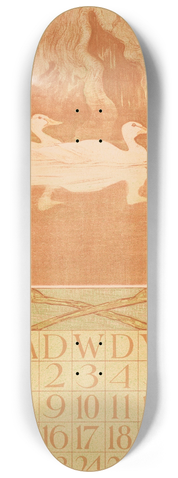 Theo van Hoytema - Kalenderblad februari met eenden 8.25 inch art skate deck