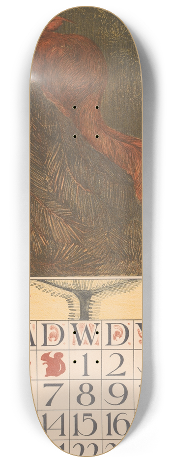 Theo van Hoytema - Kalenderblad juli met een eekhoorn 8.25 inch art skate deck