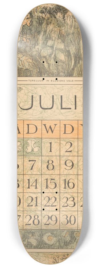 Theo van Hoytema - Kalenderblad juli met tureluur 8.25 inch art skate deck