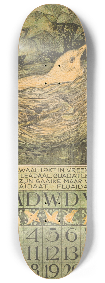 Theo van Hoytema - Kalenderblad juni met broedende vogel 8.25 inch art skate deck