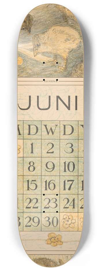 Theo van Hoytema - Kalenderblad juni met kuikens 8.25 inch art skate deck