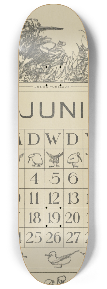 Theo van Hoytema - Kalenderblad juni met tureluur in het gras 8.25 inch art skate deck
