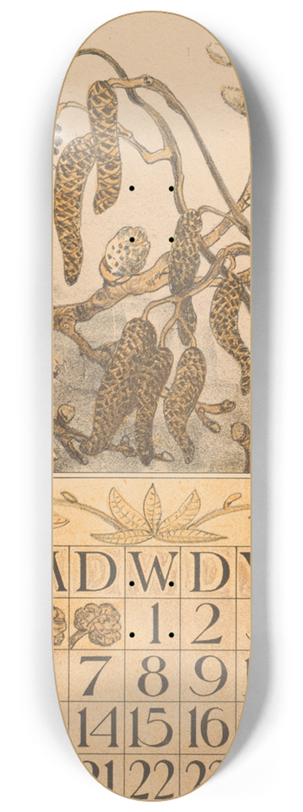 Theo van Hoytema - Kalenderblad maart met elzenkatjes 8.25 inch art skate deck