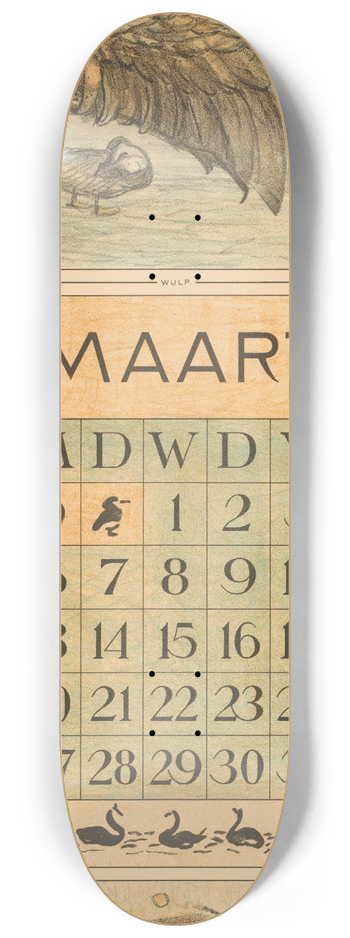 Theo van Hoytema - Kalenderblad maart met wulp 8.25 inch art skate deck