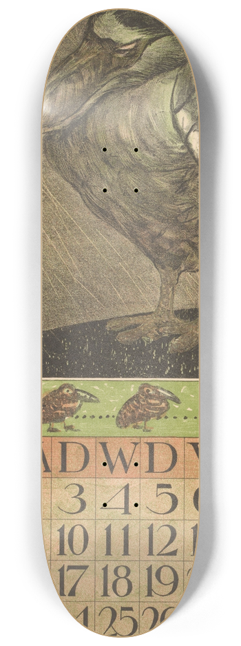 Theo van Hoytema - Kalenderblad november met vogel in de regen 8.25 inch art skate deck