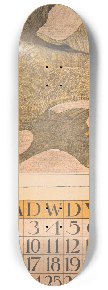 Theo van Hoytema - Kalenderblad oktober met drie vogels 8.25 inch art skate deck