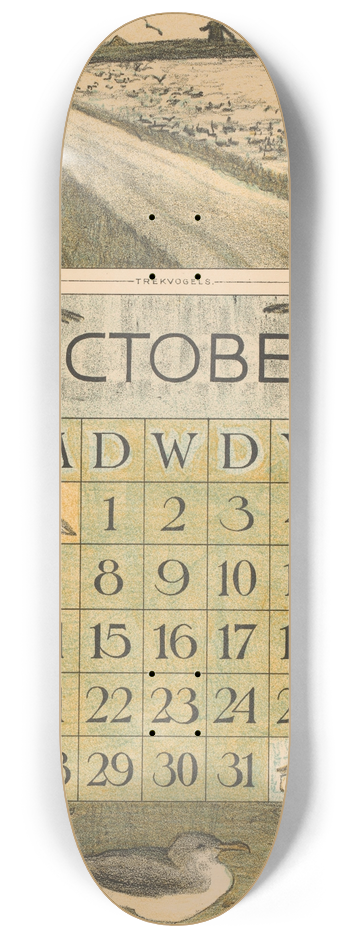Theo van Hoytema - Kalenderblad oktober met trekvogels 8.25 inch art skate deck