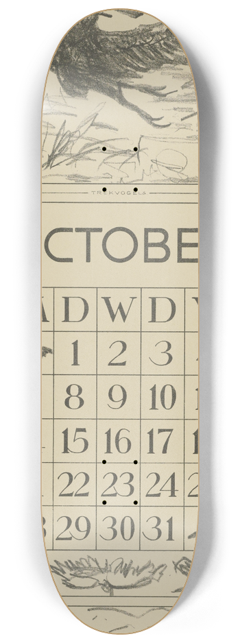 Theo van Hoytema - Kalenderblad oktober met trekvogels 8.25 inch art skate deck