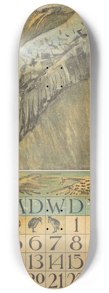Theo van Hoytema - Kalenderblad oktober met vliegende vogel 8.25 inch art skate deck