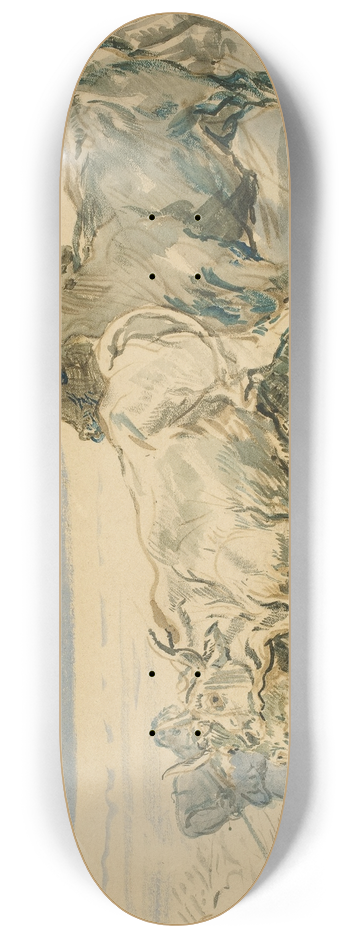 Thodore Chassriau - Drover with Oxen Pulling a Cart 8.25 inch art skate deck