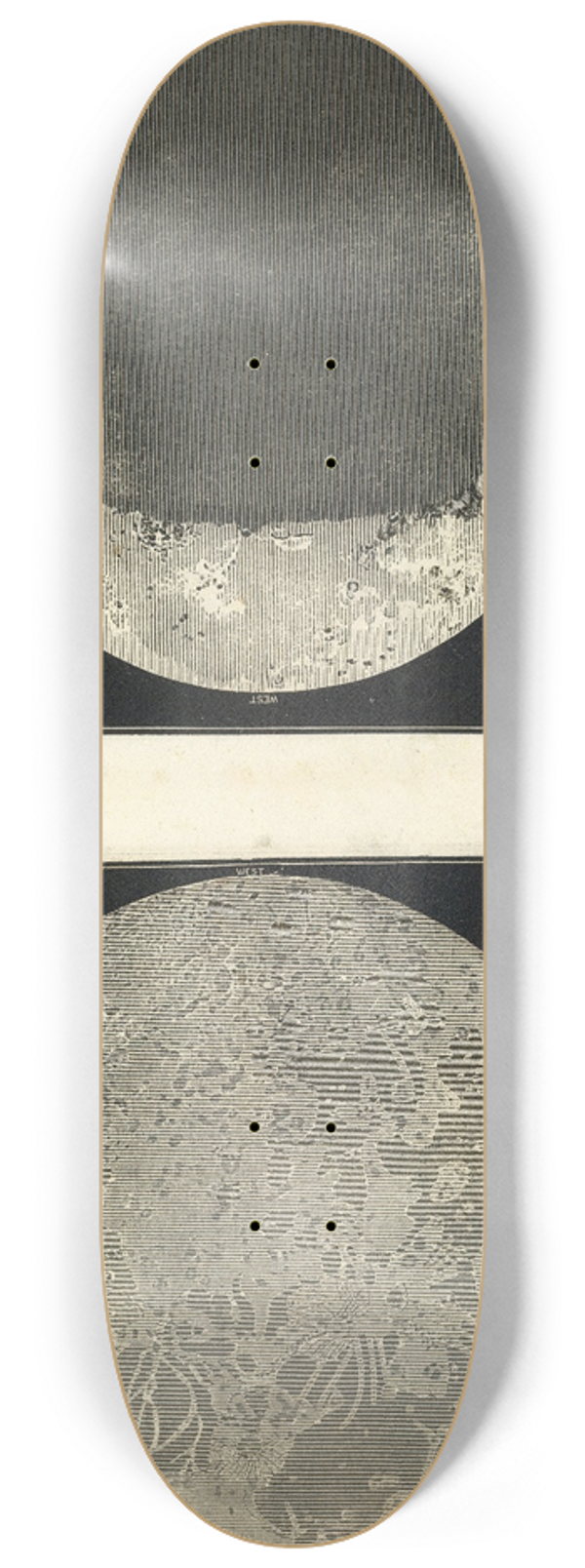 Asa Smith - Telescopic view of the full Moon. Telescopic view of the Moon past the last quadrature. 8.25 inch art skate deck