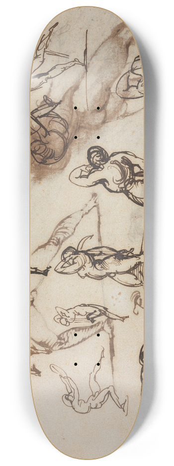 Thodore Gricault - Sheet of Sketches (verso) 8.25 inch art skate deck