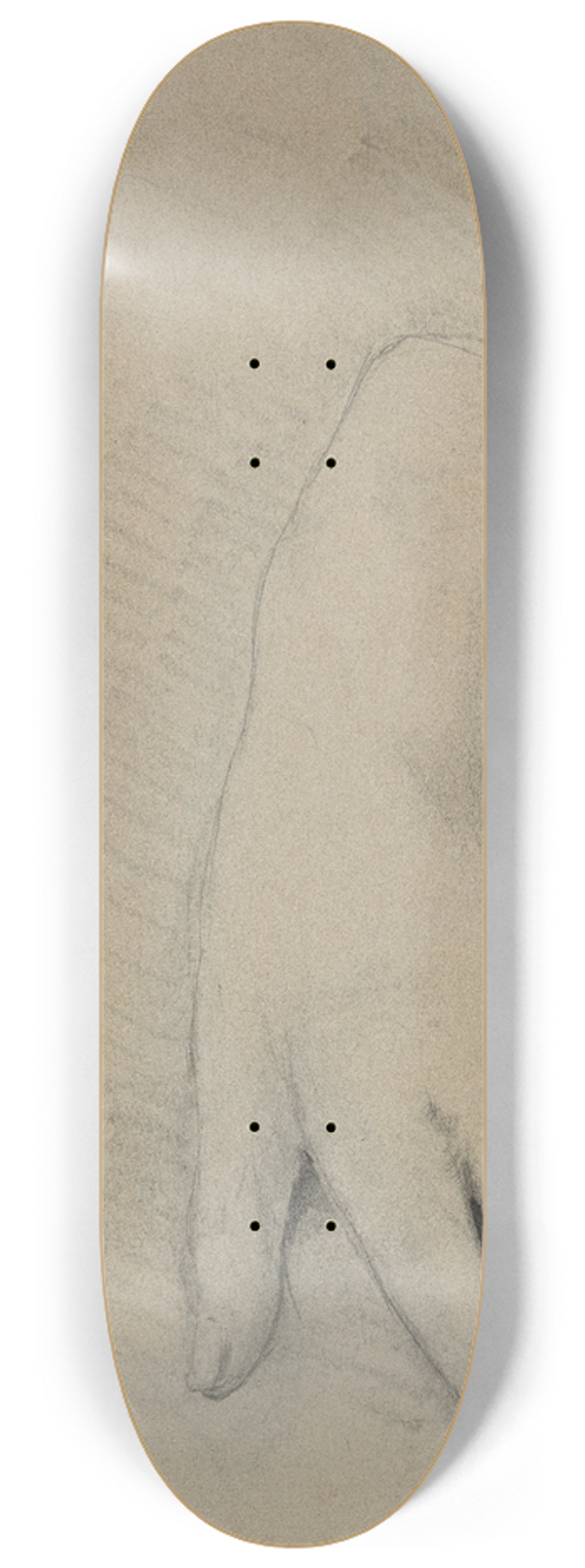 Thodule Ribot - Study of a Womans Hand (verso) 8.25 inch art skate deck