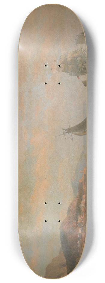 Thomas Birch - American Frigate in the Bay of St. Helena 8.25 inch art skate deck