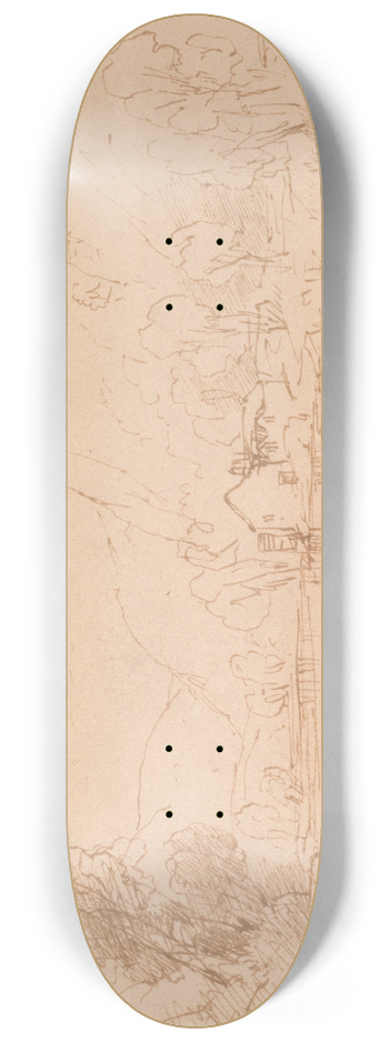 Thomas Creswick - Fisherman by a River 8.25 inch art skate deck