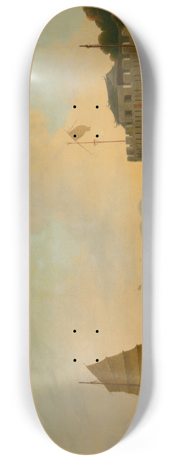 Thomas Daniell - The European Factories and Dutch Folly Fort, Canton, from the southwest side of the Canton River 8.25 inch art skate deck