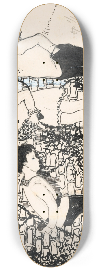 A. Tinbergen - Drie kinderen kijken naar een gevallen vogel 8.25 inch art skate deck