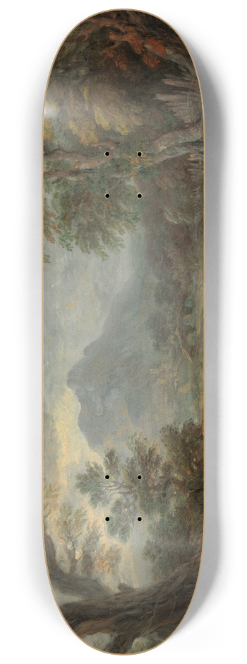 Thomas Gainsborough - A wooded landscape with donkeys and figures on a path 8.25 inch art skate deck