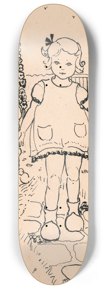A. Tinbergen - Meisje met bloemen 8.25 inch art skate deck