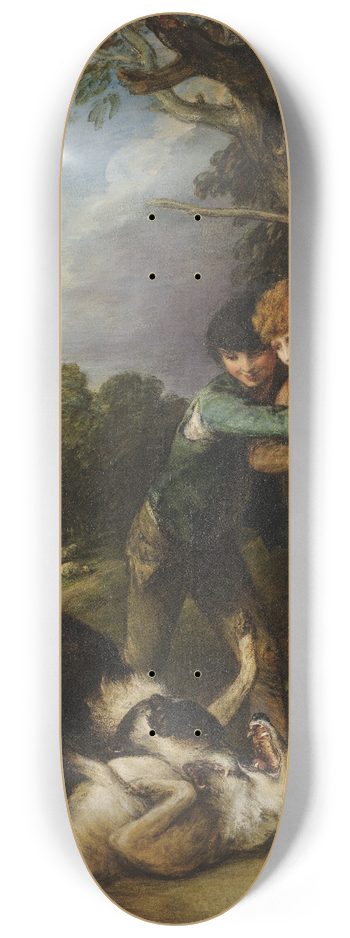 Thomas Gainsborough - Two shepherd boys with dogs fighting 8.25 inch art skate deck