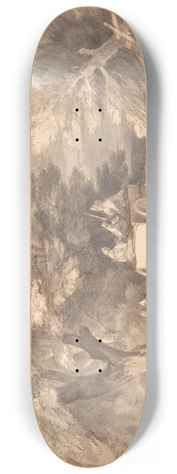 Thomas Gainsborough - Wooded Landscape with Country Cart and Figures Walking down a Lane 8.25 inch art skate deck