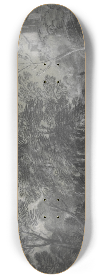 Thomas Gainsborough - Wooded Landscape with Figures and Houses on the Hill 8.25 inch art skate deck