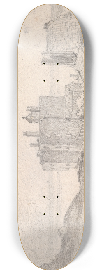 Thomas Hastings - Sketch of a Cliffside Road and Buildings, Hastings 8.25 inch art skate deck