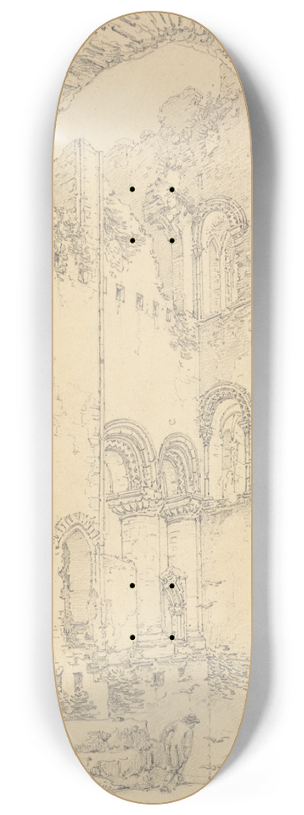 Thomas Hearne - Gundulfs Tower, Rochester Cathedral, Kent 8.25 inch art skate deck