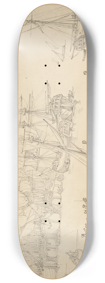 Thomas Rowlandson - Harbor scene 8.25 inch art skate deck