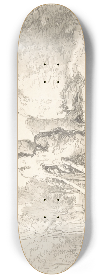 Thomas Rowlandson - Wooded Landscape with Ruins 8.25 inch art skate deck