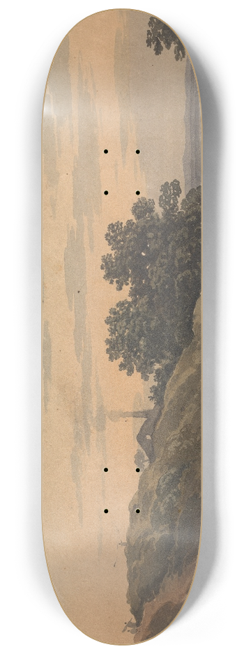 Thomas Sully - Hilly Landscape with House, Path, and Figures 8.25 inch art skate deck