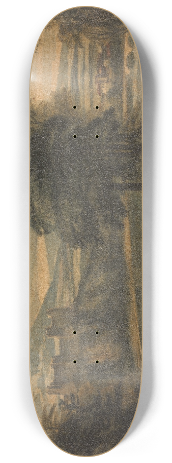 Thomas Sully - Landscape with Mountains, Castle, Trees and Lake 8.25 inch art skate deck