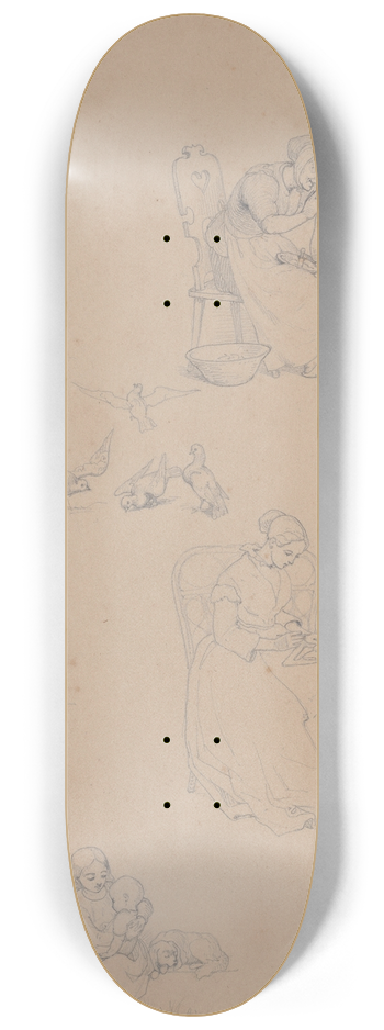 Thomas Vilhelm Petersen - Sketch Sheet of Illustrations 8.25 inch art skate deck