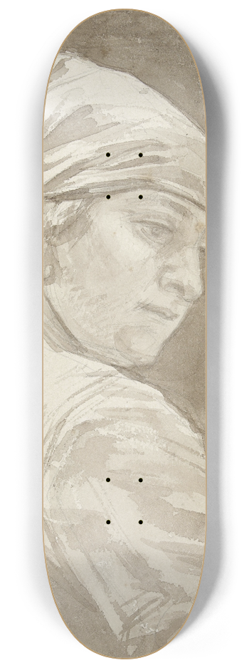 August Alleb - Vrouw met hoofddoek, naar rechts omkijkend 8.25 inch art skate deck
