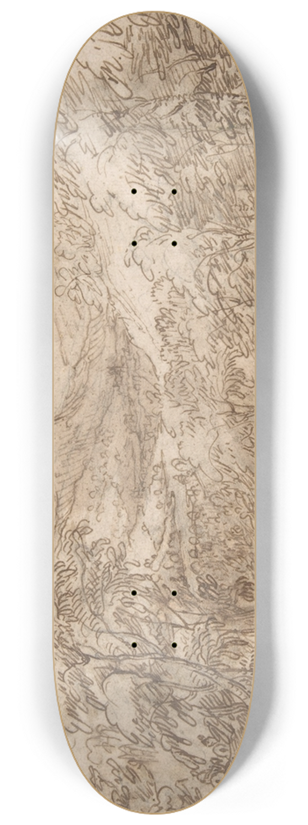 Tobias Verhaecht - Wooded Landscape with Stag Hunt 8.25 inch art skate deck