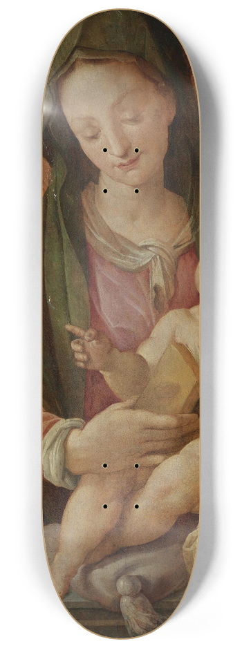 Tommaso d'Antonio Manzuoli - Holy Family With The Infant John Thebaptist 8.25 inch art skate deck