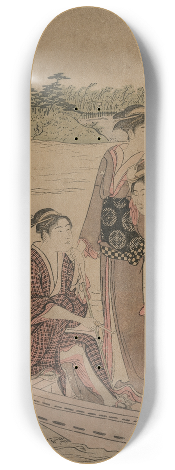 Torii Kiyonaga - Passengers in a Ferry Boat on the Sumida River 8.25 inch art skate deck