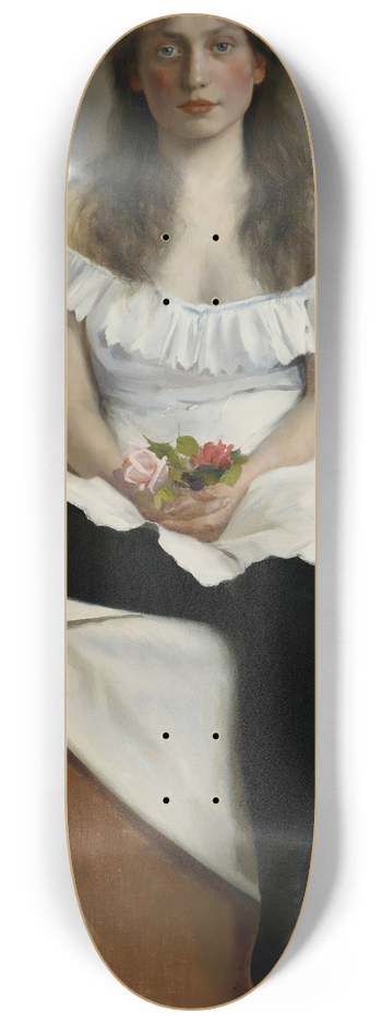 Torsten Wasastjerna - Portrait of a Young Woman in White 8.25 inch art skate deck