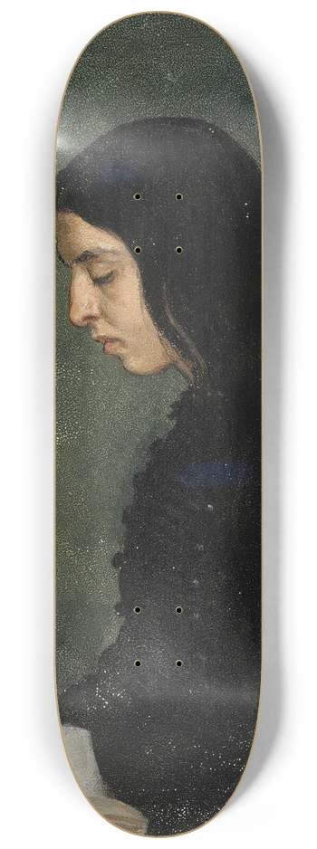 Adolf Von Becker - Reading Black Haired Woman 8.25 inch art skate deck