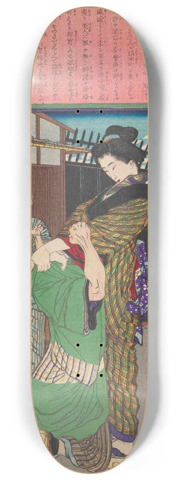 Tsukioka Yoshitoshi - Miyamoto Hanako Chastening a Drunkard 8.25 inch art skate deck