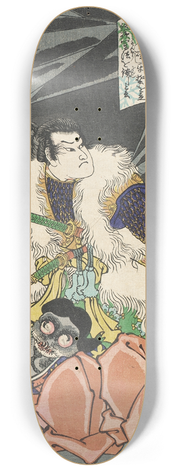 Tsukioka Yoshitoshi - Shgun Tar Taira Yoshikado Disarming Two Goblins 8.25 inch art skate deck