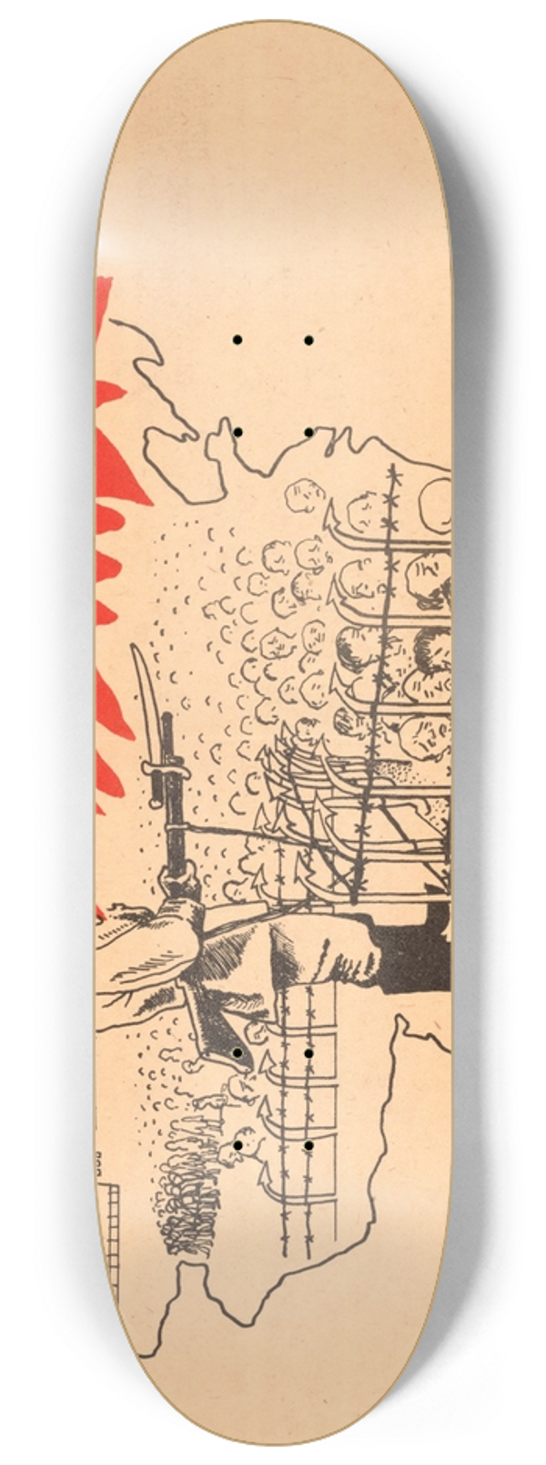 U.S. Information Agency - Red Bastille 8.25 inch art skate deck