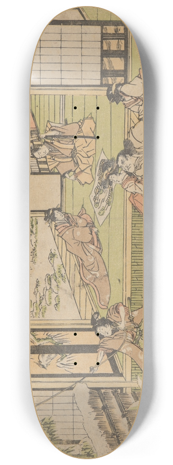 Utagawa Kuninao - Five Figures Watching Man Roping a Bamboo 8.25 inch art skate deck