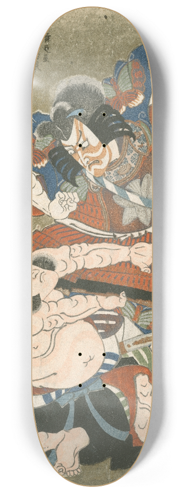 Utagawa Kunisada (Toyokuni III) - Ichikawa Danjr VII as Soga no Gor and Band Mitsugor III as Kobayashi no Asahina in a Soga Play 8.25 inch art skate deck