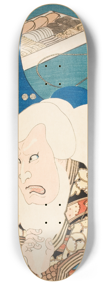 Utagawa Kunisada (Toyokuni III) - The Restaurant Manky; Actor Ichikawa Kodanji IV as Hige no Iky 8.25 inch art skate deck
