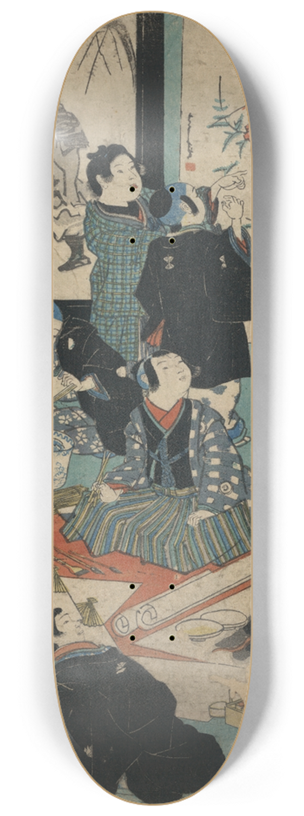 Utagawa Kuniyoshi - E o narau kodomo tachi 8.25 inch art skate deck