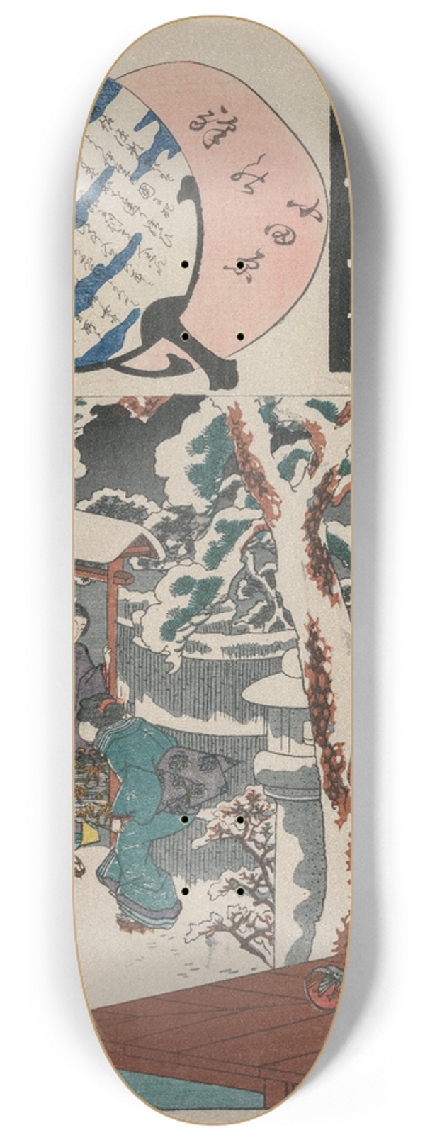 Utagawa Kuniyoshi - Odawara Station: Minamoto Yoritomo Visits the Daughter of Ito Nyudo (from the series Fifty-three Paired Illustrations for the Tokaido) 8.25 inch art skate deck